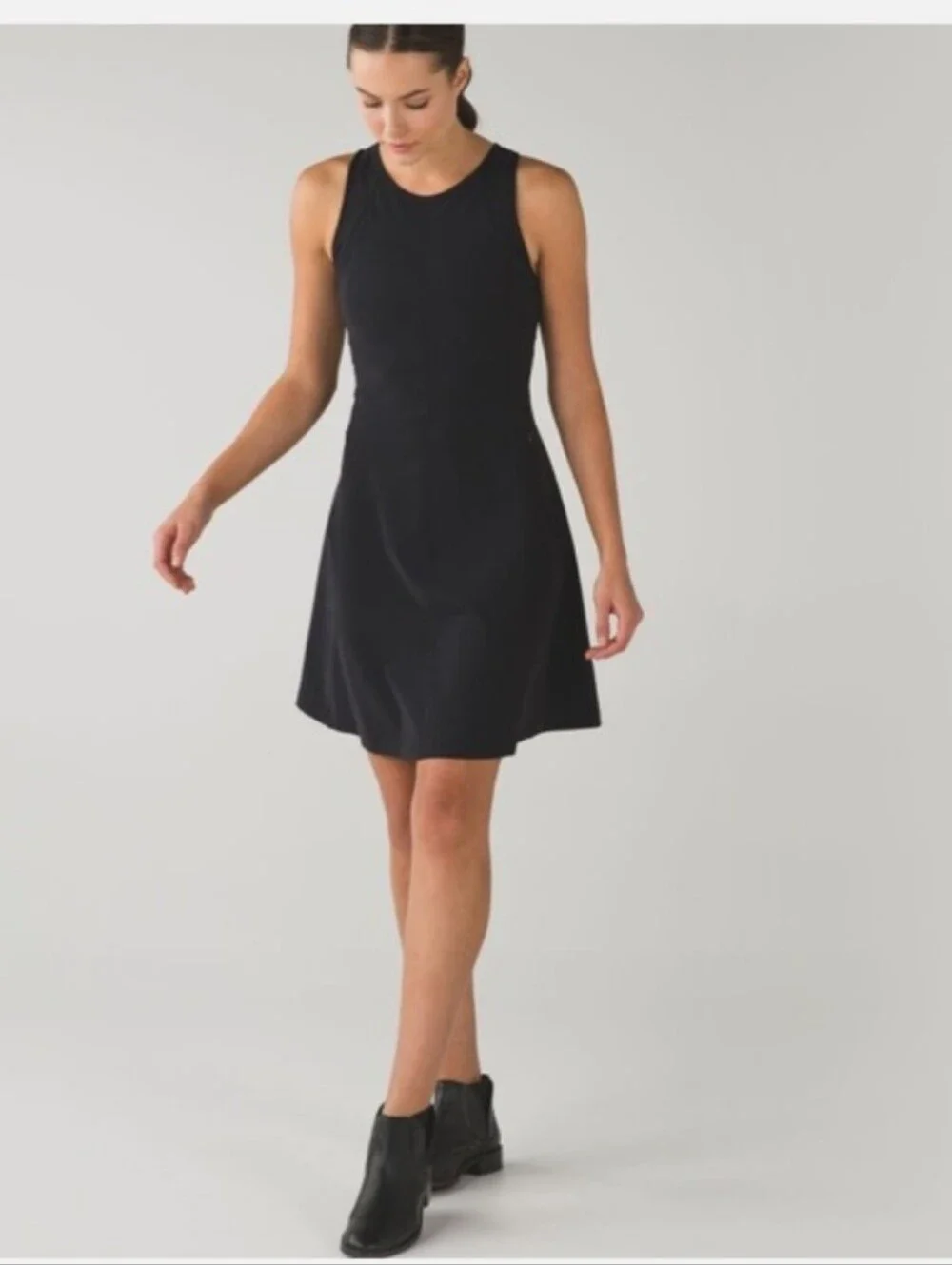 Lululemon Go Til Dawn Tennis Dress Black Zip Back Size 4
